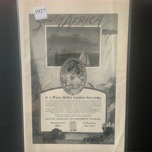 Vintage 1927 South African Government Bureau Travel Ad Advertisement